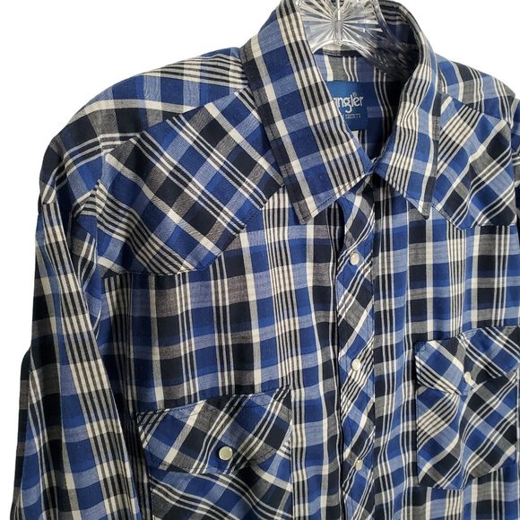 Wrangler Western Mens Size L Shirt Country Pearl Snap Long Sleeve Rodeo Cowboy - Picture 4 of 7